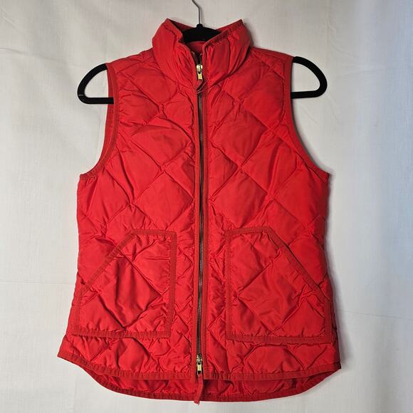 J Crew Womens Down Puffer Quilted Jacket Vest Red Sz XSmall - Picture 1 of 6